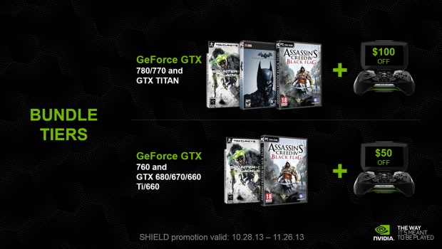 Nvidia annuncia i nuovi bundle per la linea GeForce GTX: tre giochi e sconti per Shield