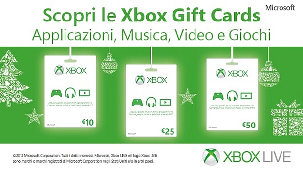 Xbox Gift Cards: Microsoft presenta le carte regalo per Natale