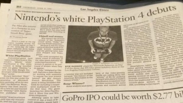 Il Los Angeles Times e la PlayStation 4 bianca di Nintendo