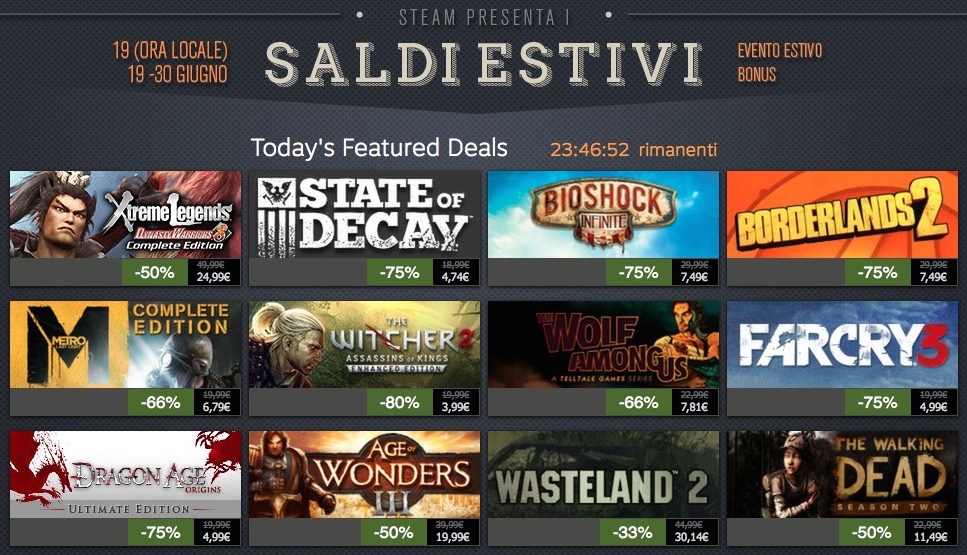 Saldi Steam estivi 2014, ultimo giorno: 40 titoli in offerta