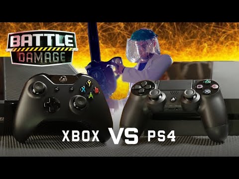 XBOX ONE vs PS4 Durability Test (Loser Gets Chainsaw) | WIREDâ€™s Battle Damage