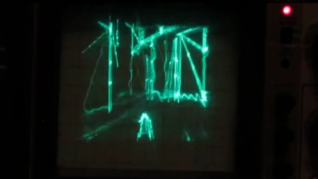 Quake giocato su un oscilloscopio