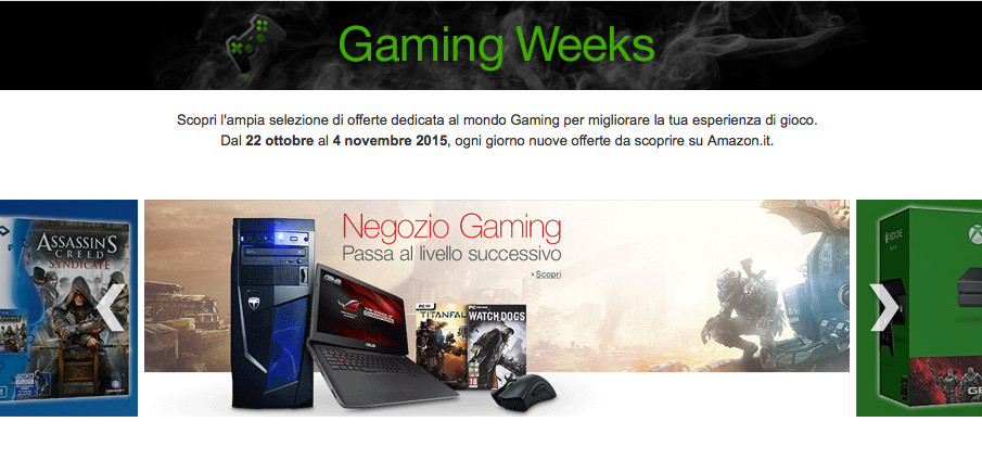 Amazon Gaming Weeks, le offerte partono oggi, 22 ottobre 2015