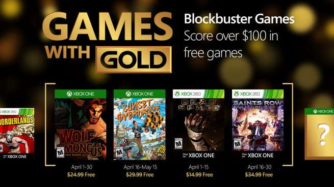 Games With Gold: annunciati i videogiochi gratuiti di Aprile