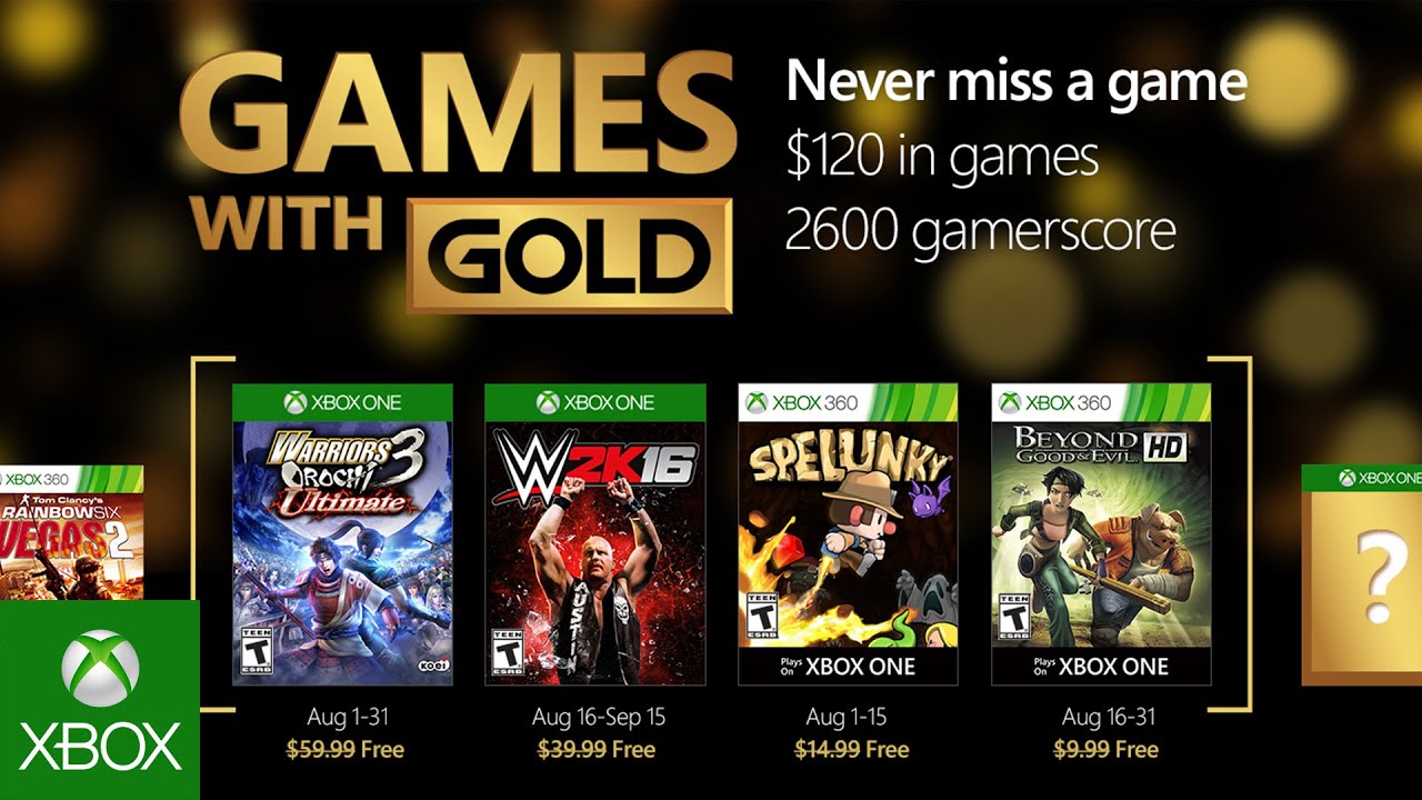 Games With Gold | giochi gratuiti | Xbox One e Xbox 360 | agosto 2016