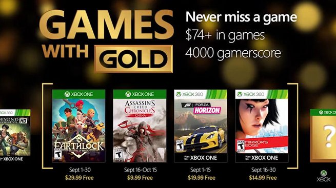 Games With Gold, ecco quali saranno i videogiochi gratuiti di Settembre