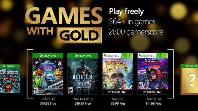 Games With Gold: ecco quali saranno i videogiochi gratuiti di Novembre