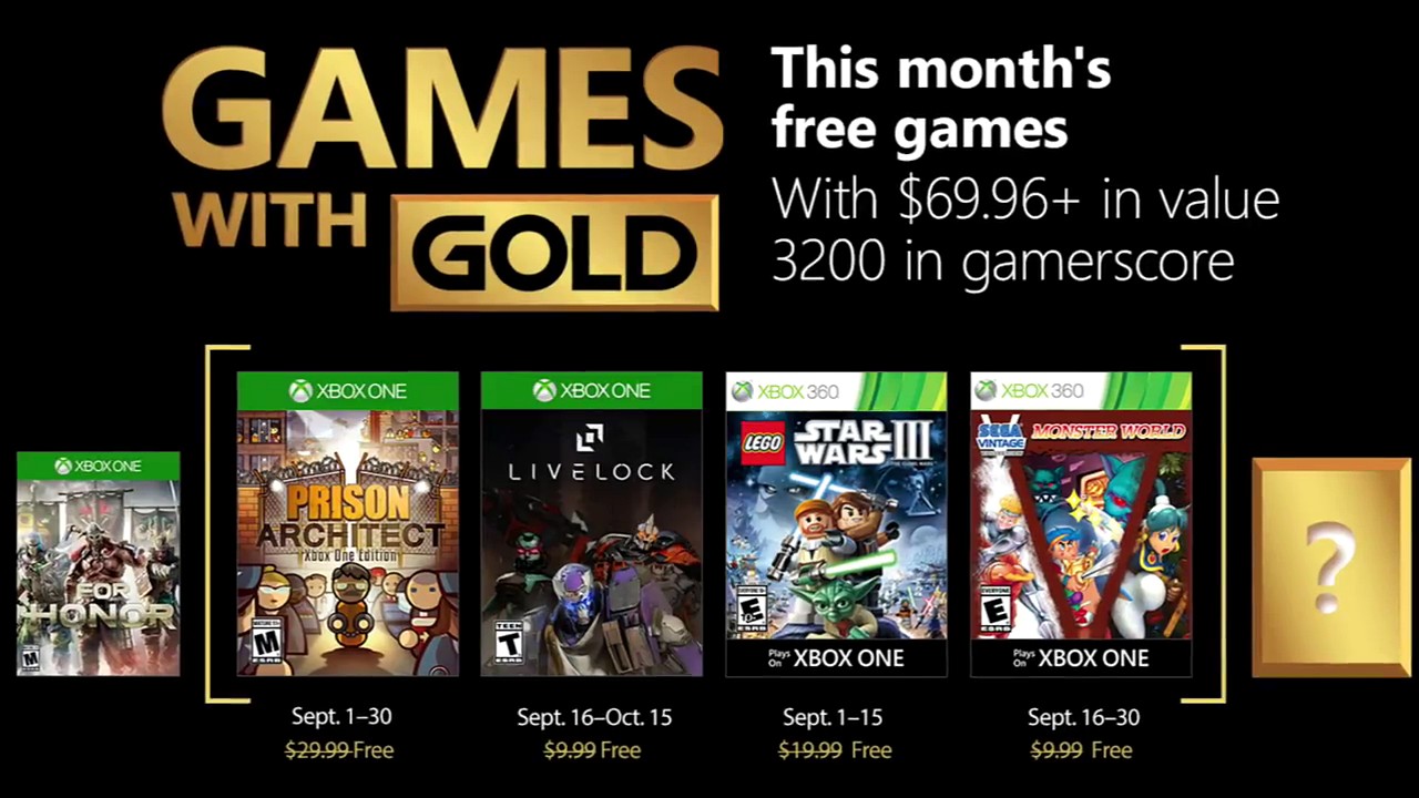 Games With Gold: ecco quali saranno i videogiochi gratuiti di Settembre