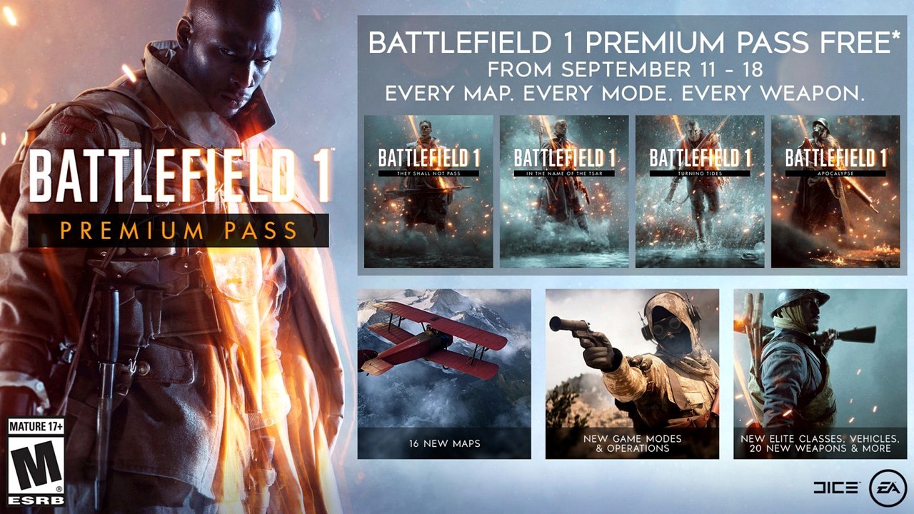 Battlefield 1: il Premium Pass scaricabile gratuitamente dall'11 al 18 settembre