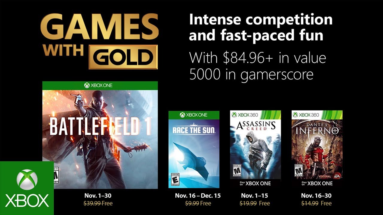 Xbox Games with Gold - giochi gratuiti di novembre 2018