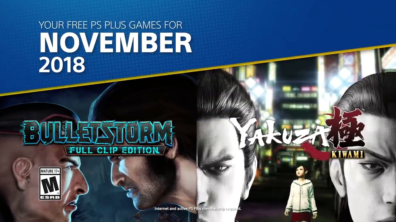 PlayStation Plus: Bulletstorm e Yakuza Kiwami tra i giochi gratis di Novembre